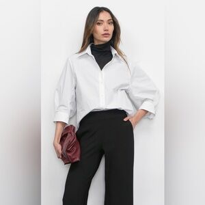 Thea Oversized Lantern Sleeve Button Down Shirt